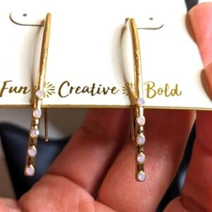 Erica Lyons Gold Tone with Pink Accent Drop Earrings